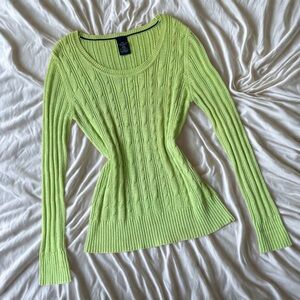 Lime Green Cable Knit Sweater